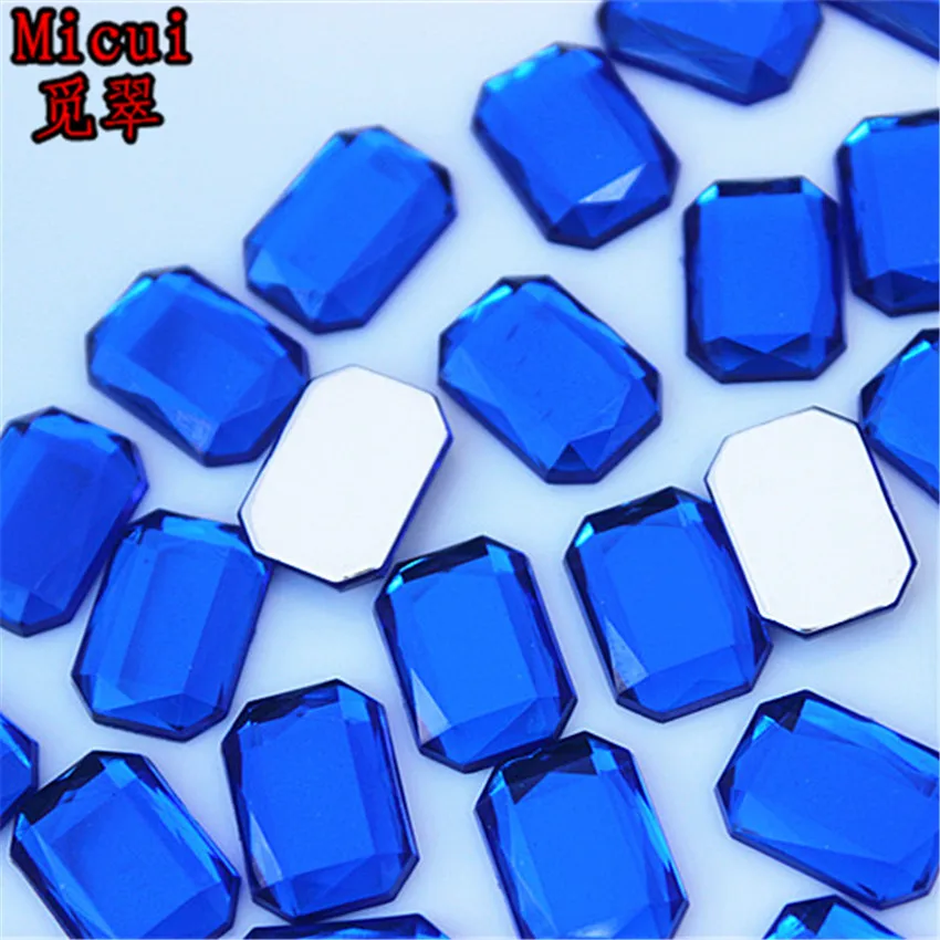 

Micui 100PCS 10*14mm Flat Back Crystal Acrylic Rhinestones Strass Crystal Stones Rectangular Gems For Clothes Crafts ZZ717