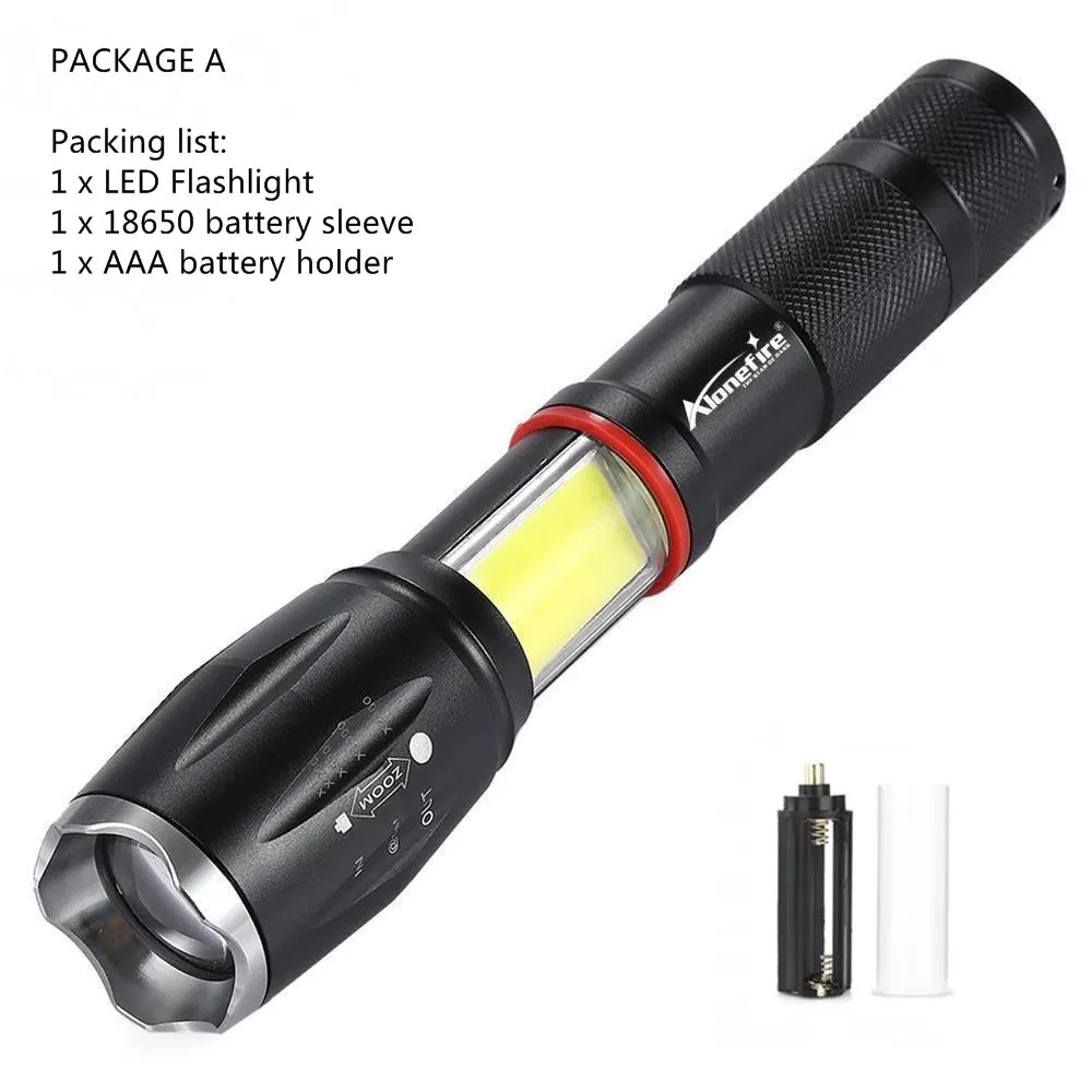 PACKAGE A AloneFire G701 Многофункциональный зум светодиодный фонарик 5000лм CREE XML T6 фонарь COB лампа магнит AAA 18650 перезаряжаемая батарея - Испускаемый цвет: PACKAGE A
