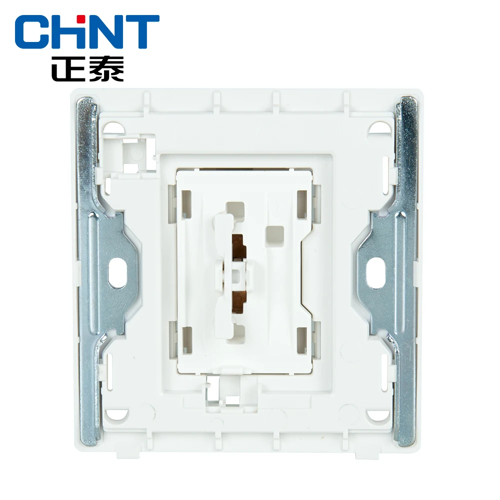 Электрическая настенная розетка CHINT NEW2D однопозиционная 16 А стальная рама