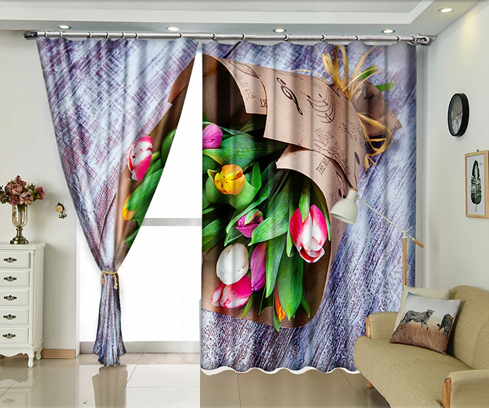 Positioning flower curtain pattern shading 3D curtains HD large map supports custom European | Дом и сад