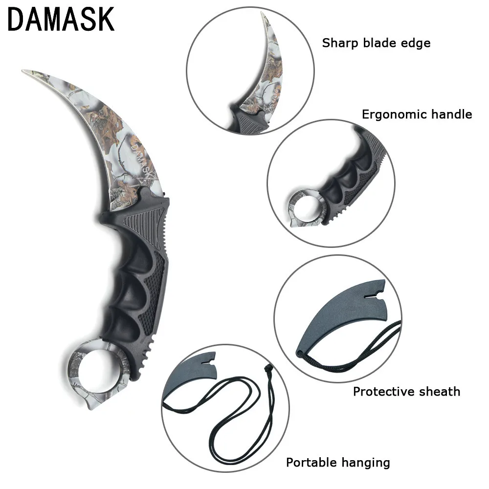 Damask из нержавеющей стали Открытый нож CS GO счетчик удар Karambit боевой выживания
