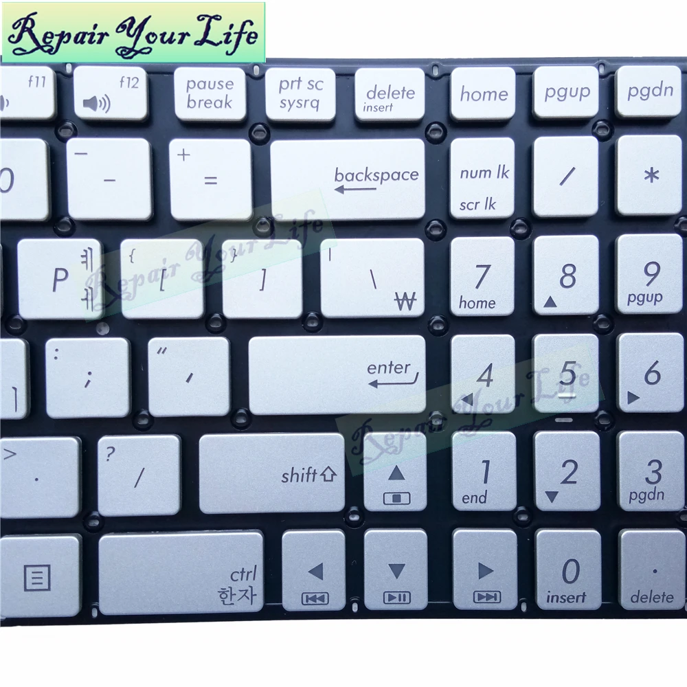 Запасная Клавиатура для ноутбука ASUS Q501 N501 N541 N501JW Korea KO KR серебристая новая