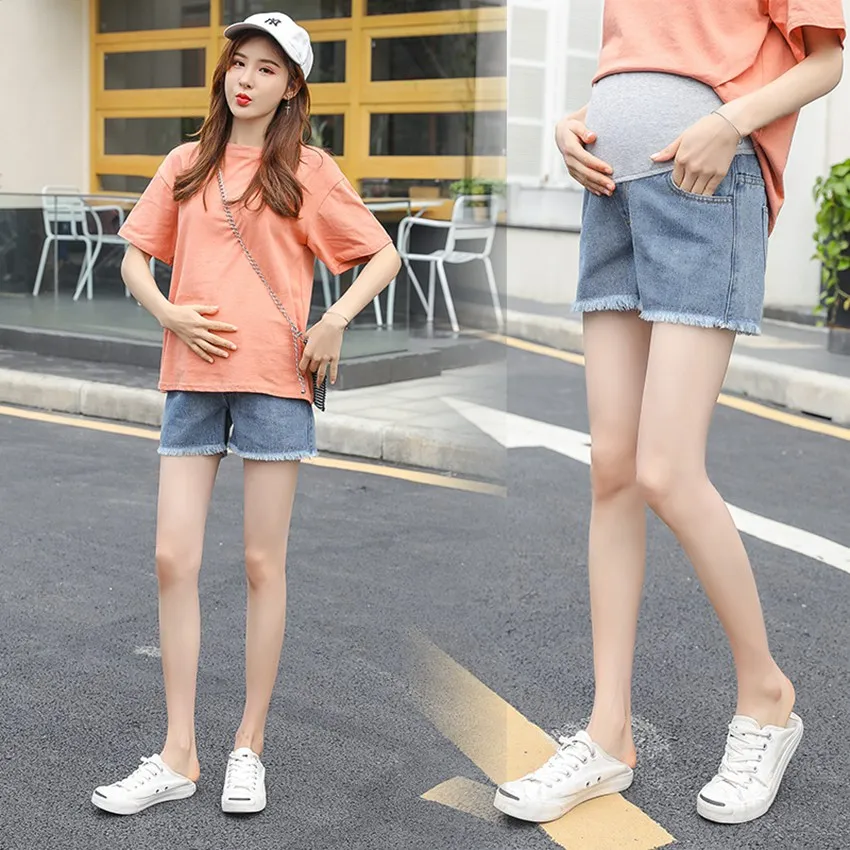 2019 неэластичные модные джинсовые шорты для беременных летние Взрывные модели