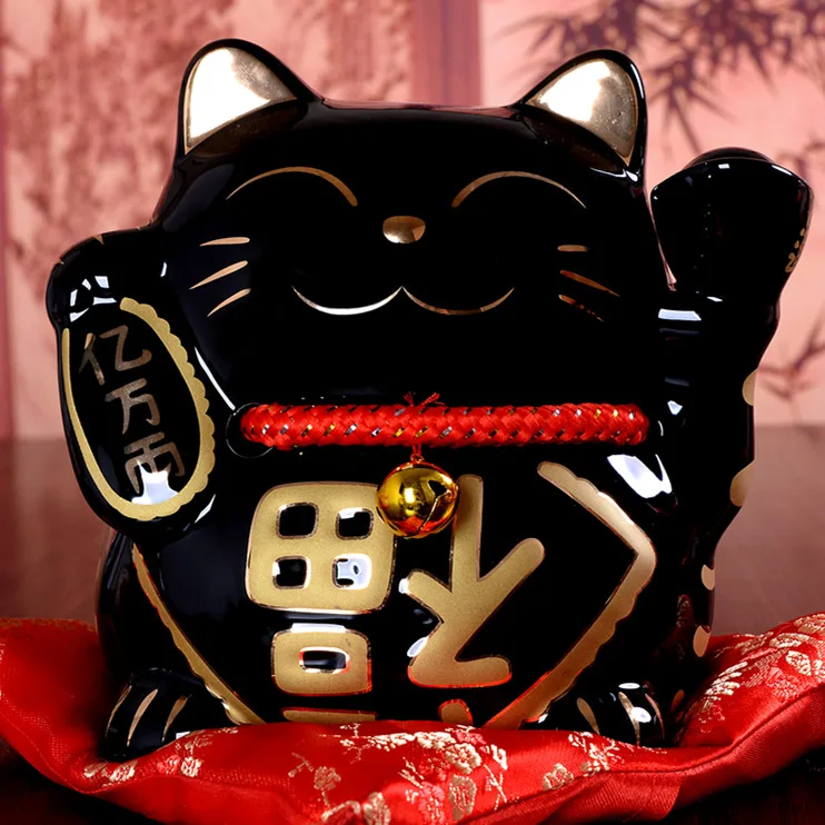 10 дюймов Maneki Neko керамика Lucky Cat домашний декор фарфоровые декоративные украшения бизнес-подарки Фортуна кошка копилка фэншуй ремесло подарок - Цвет: 20CM -A
