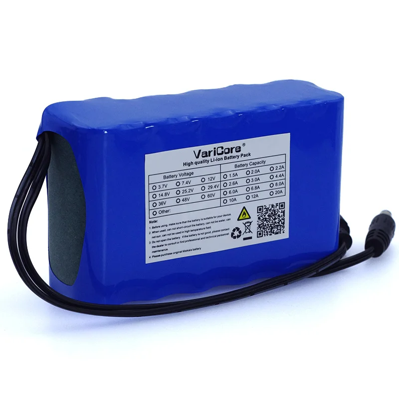 VariCore 12V 10Ah 18650 li-lon battery pack 10000mAh with BMS Circuit Protection Board DC 5.5*2.1mm high capacity backup power |