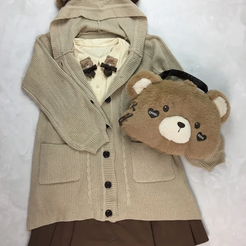 Зимние Алиса Лолита Kawaii шоколад медведь 3 способа сумка Плюшевые куклы Tote девушка сумки Для женщин Повседневное сумка