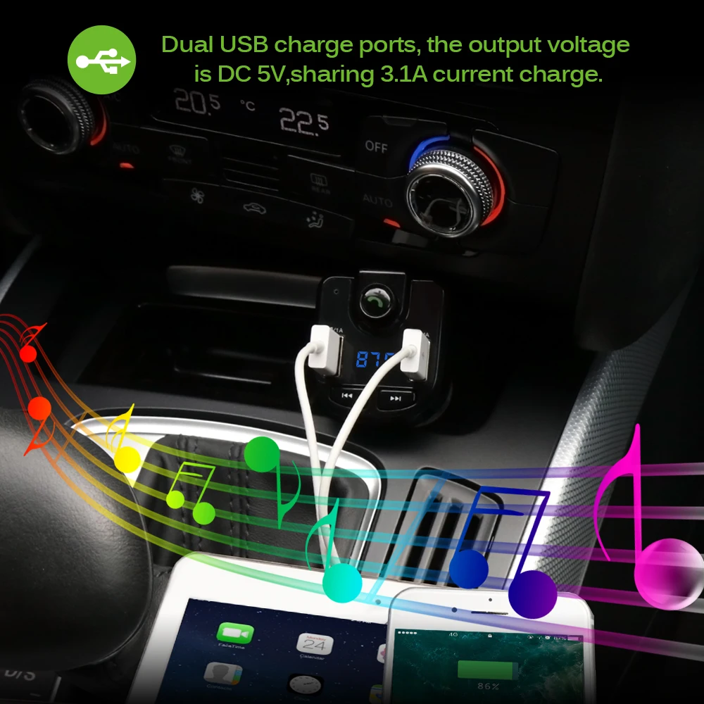 Автомобильный FM-трансмиттер Onever с двумя USB-портами и поддержкой Bluetooth 4 0 |