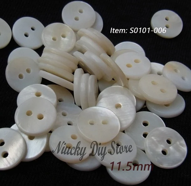 

11.5mm 2 hole white natural river shell buttons for clothing accessories