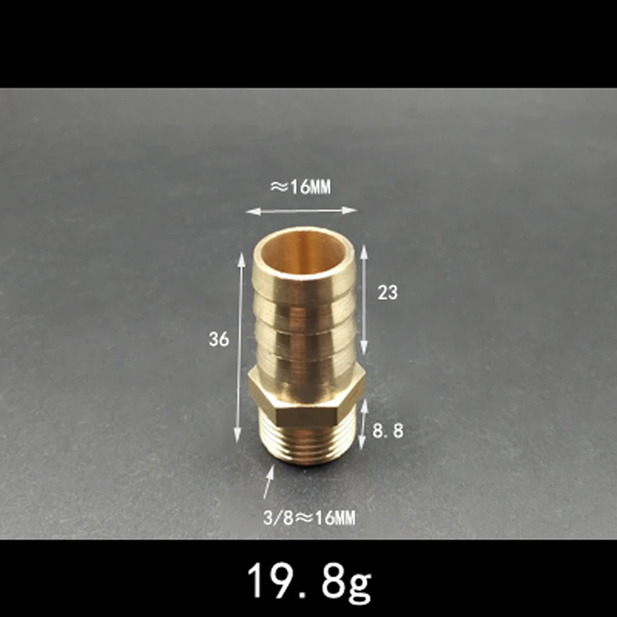 Thicken DN10 3/8&quot BSP Male x 16mm Hose Barb Tail Brass Coupling Joint Pipe Fitting Water Gas | Обустройство дома