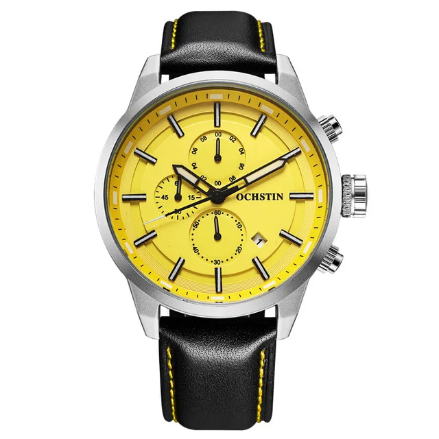 049B SILVER YELLOW Топ люксовый бренд военные часы модные мужские кварцевые аналоговые новые кожаные часы мужские спортивные часы армейские часы Relogio Masculino - Цвет: 049B SILVER YELLOW