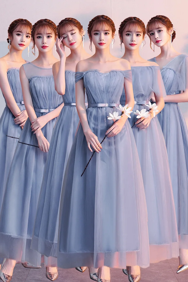 Bule серые Бордовые Платья для подружки невесты большие размеры подростковые