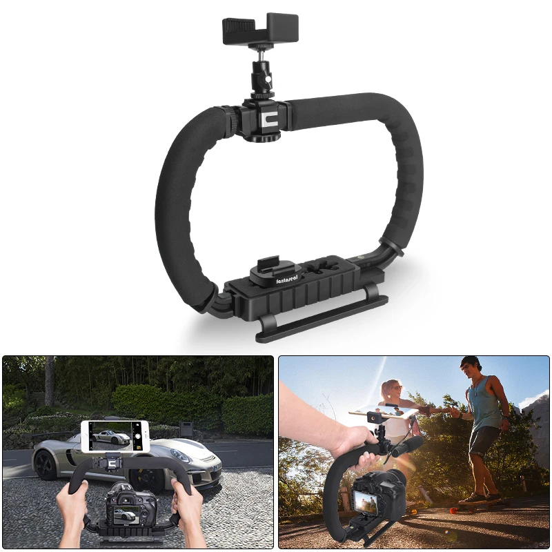 Мобильный стабилизатор C-образной формы с двойной ручкой для камеры Steadicam Mount Rig для iPhone X XS MAX 8 Xiaomi Mi A2 Lite Huawei Mate 20 и др.