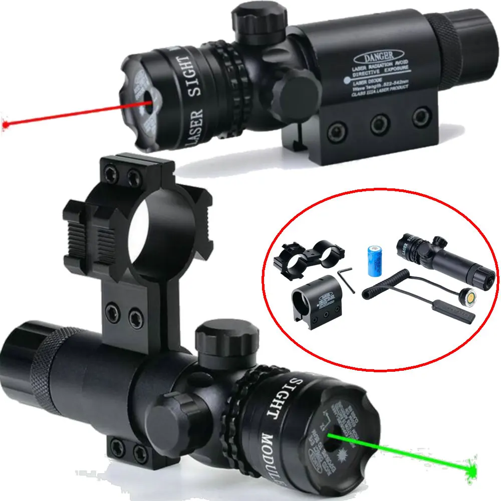 

Tactical Hunting Red / Green Laser Sight Scope w/Push-button on/off Switch & Remote Pressure Switch For 11mm 20mm Rail Mount