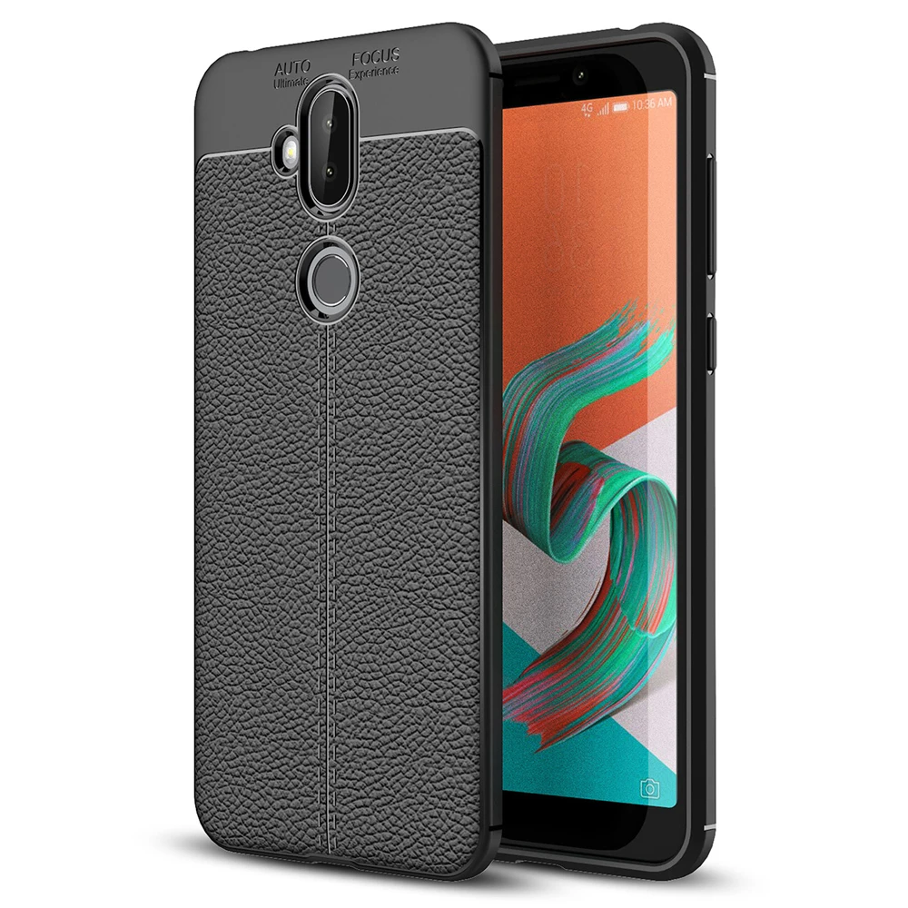 Для Asus Zenfone 5 lite Дело искусственная кожа задняя крышка Мягкие TPU Роскошный чехол