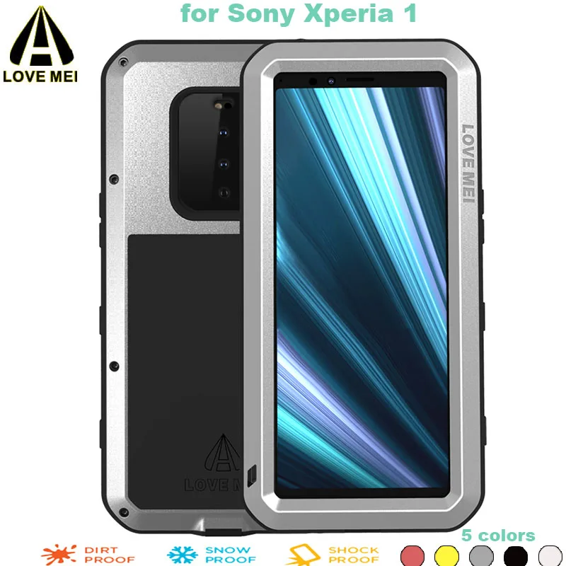 Для 2019 SONY Xperia 1 LOVEMEI Мощный водонепроницаемый ударопрочный металлический чехол