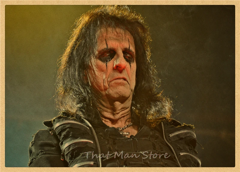 ROCK Alice Cooper retro Kraft Paper Poster vintage Wall Sticker Living Room Painting bar home pub cafe decor - Color: Green