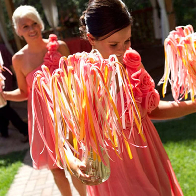 

FREE SHIPPING--(10pcs/Lot)Customzied Wedding Ribbon Stick/Wands/Twirling Streamers With Bell