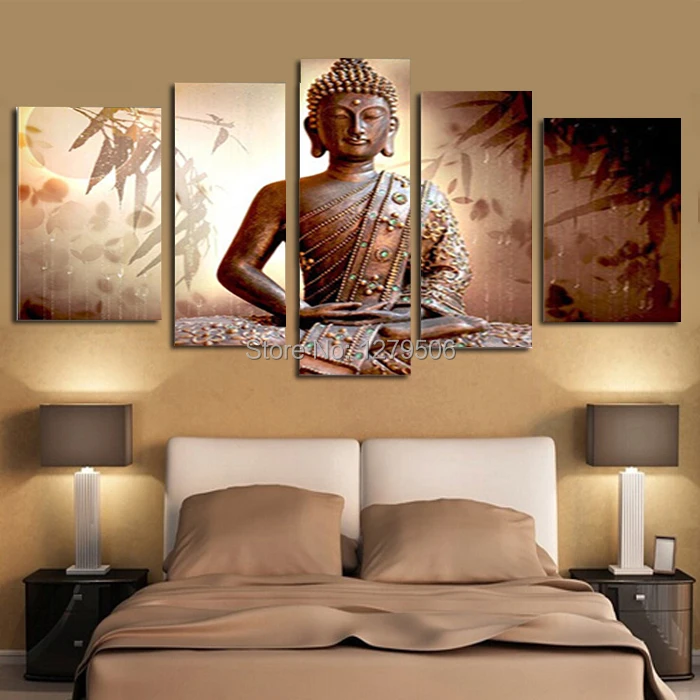 

5 Pcs/set 100% Hand-painted Handsome Budha Art Decoration Oil Painting On Canvas Wall Pictures For Living Room