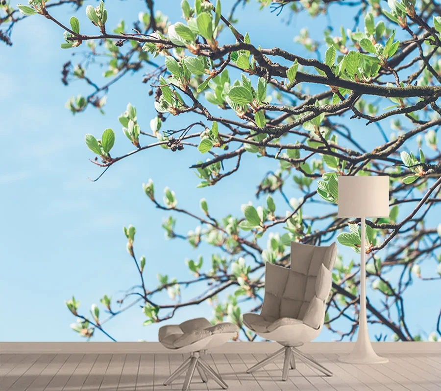 Фотообои для стен с изображением весеннего дерева 3 d в рулонах|Обои| |