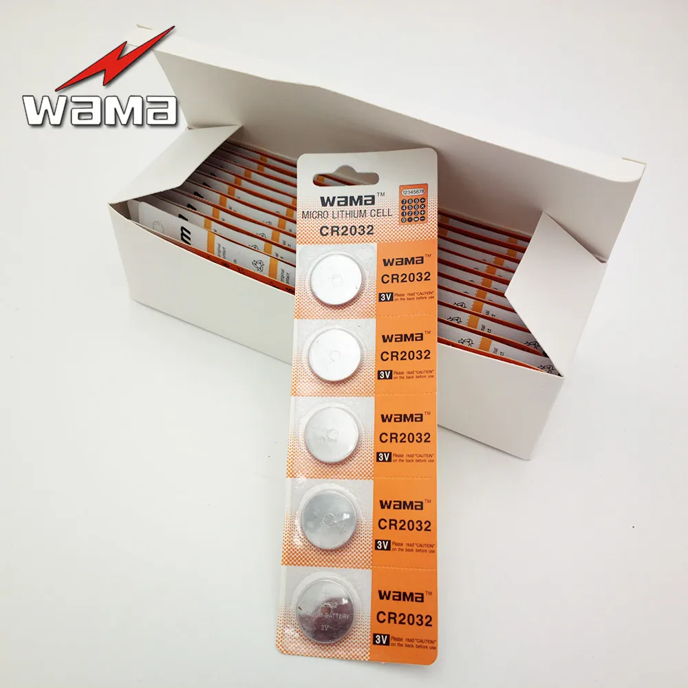 100 шт./20 упаковок кнопочные литий ионные автомобильные батарейки Wama 3 в CR2032|coin
