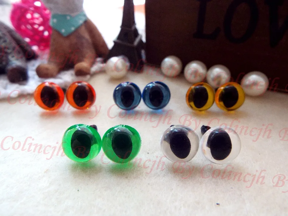 

Wholesale Doll Accessories cat eyes 100pcs 7.5mm/9mm/10.5mm/12mm/15mm/18mm Safety Animal eyes yellow