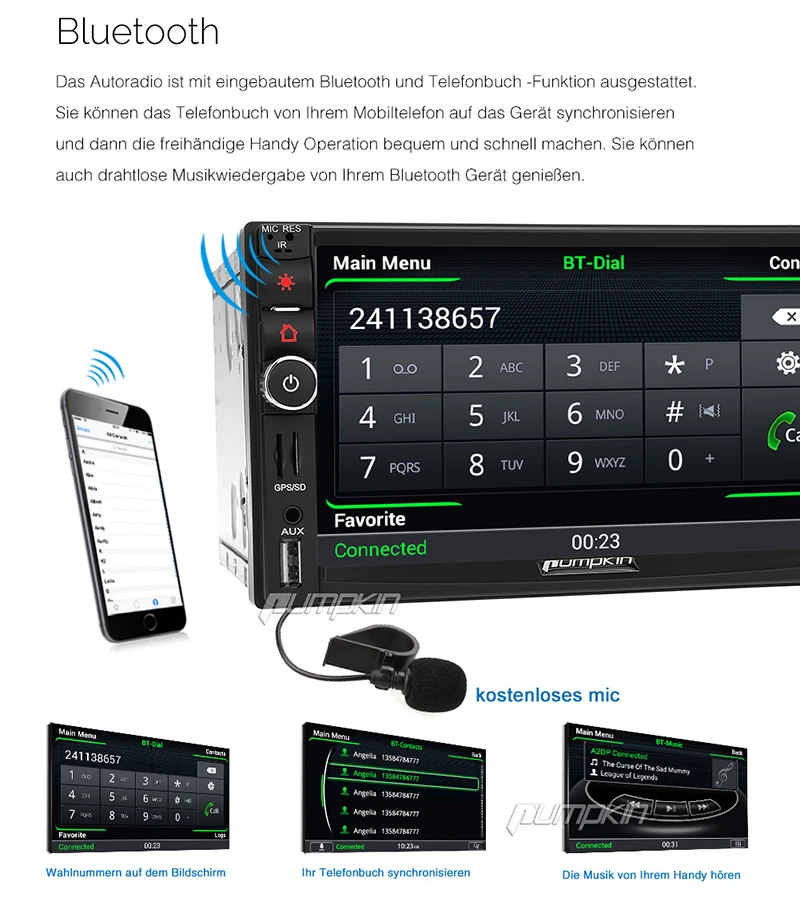 Тыквы 2 DIN Android 4.4 Univeral Прокат dvd-плеер 7 дюймов GPS навигации автомобиля Радио FM RDS