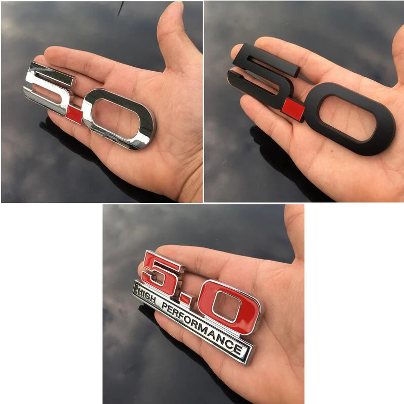 

13.9*3.8 CM Car Stickers 3D 5.0 L Emblem For Ford Mustang Refitting Car Styling Body Badge Car Accessory Exterior Decor Silver