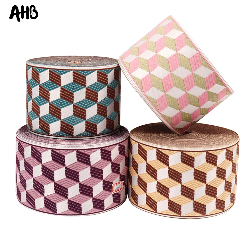 

AHB 90mm Vintage Embroidery Ribbons Geometric Element DIY Curtain Sewing Festival Handmade Decoration Materials 2 Yards