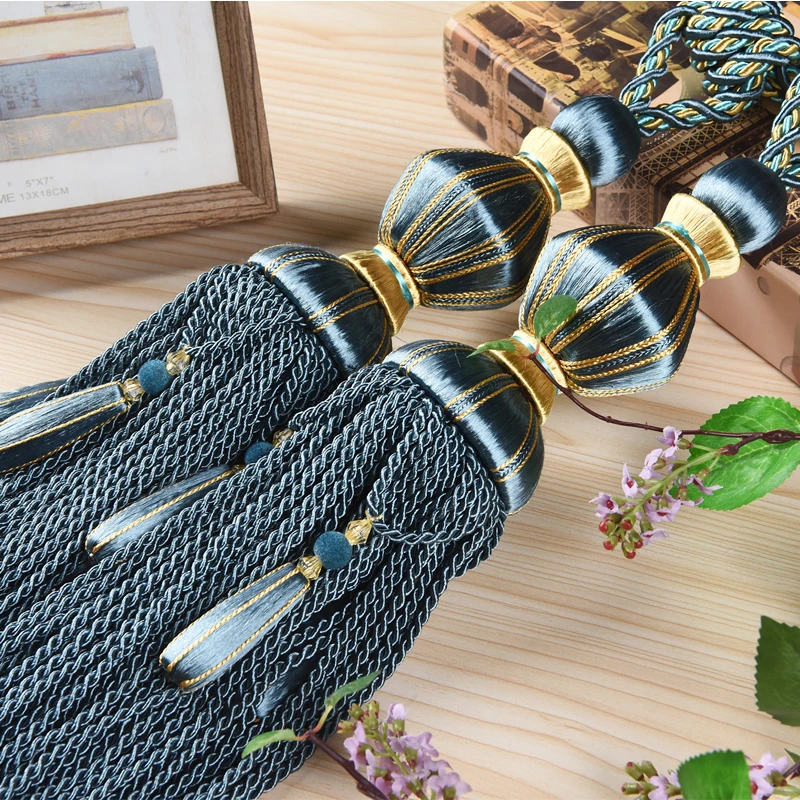 

Luxury European High Quality Curtain Strap Accessories Curtain Tassel Tieback Living Room Grey Window Curtain Holder CP074-30