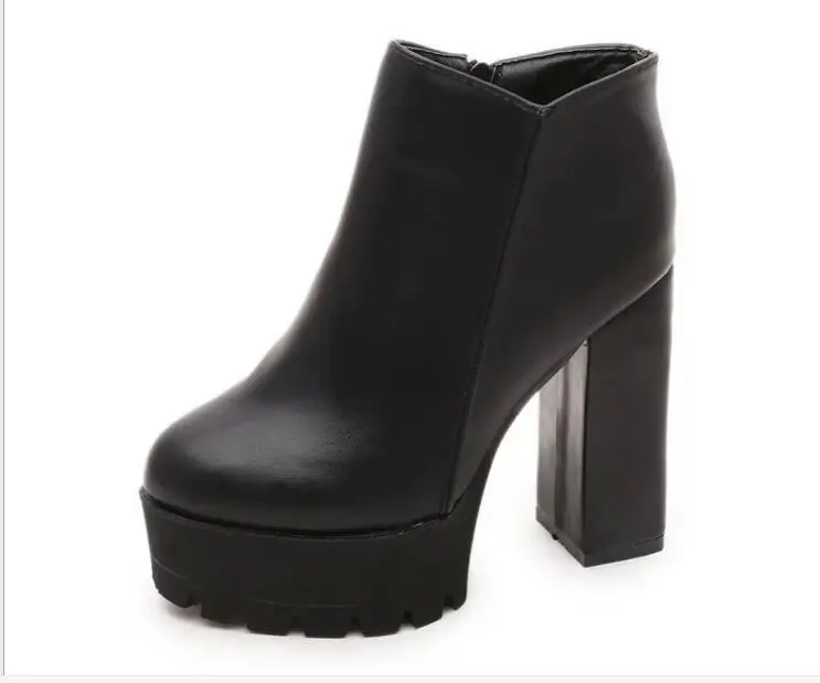 Women's shoes new Fashion Side Zipper Ankle Boots Platform High Heel Ladies Winter Woman Shoes Black boot | Обувь