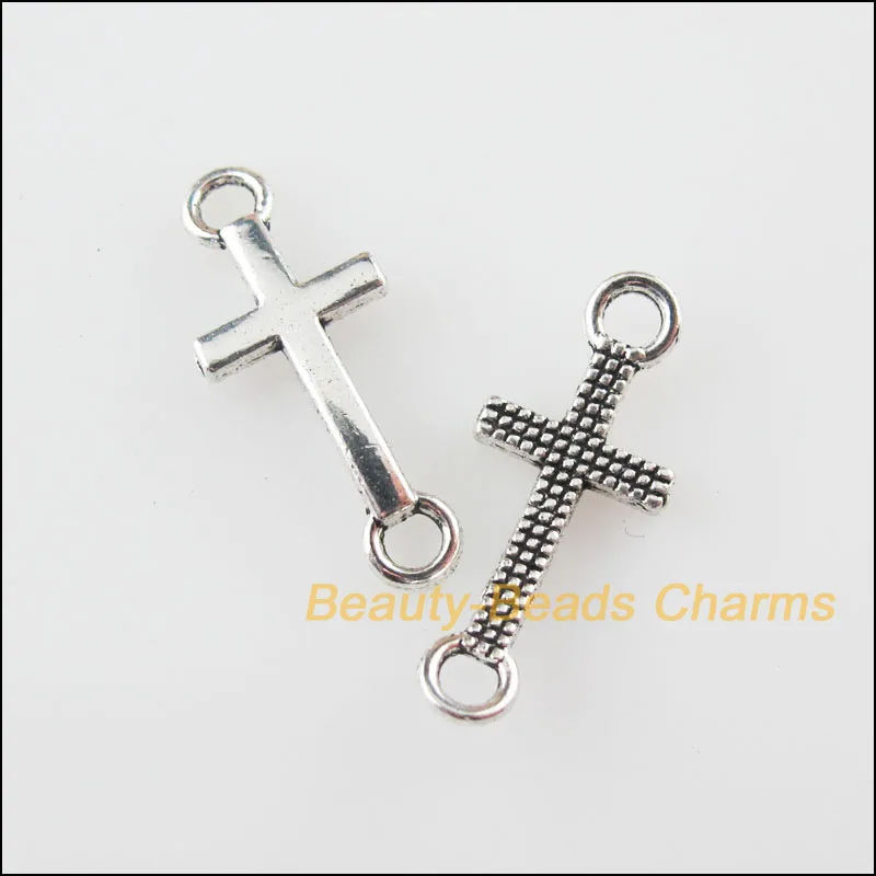 70 шт Тибетский серебристый цвет Гладкой Крест Подвески Разъемы 8x20mm | Украшения и