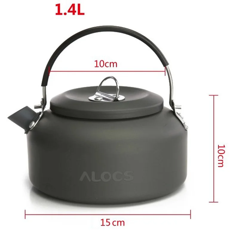 ALOCS Открытый чайник Кемпинг Пикник воды кофе горшок 1.4L Алюминиевый кемпинг стол