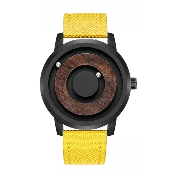 Yellow Canvas EUTOUR, часы с магнитным шаром для шоу, мужские холщовые часы с кожаным ремешком, мужские наручные часы, модный браслет, водонепроницаемые кварцевые часы, мужские часы - Цвет: Yellow Canvas