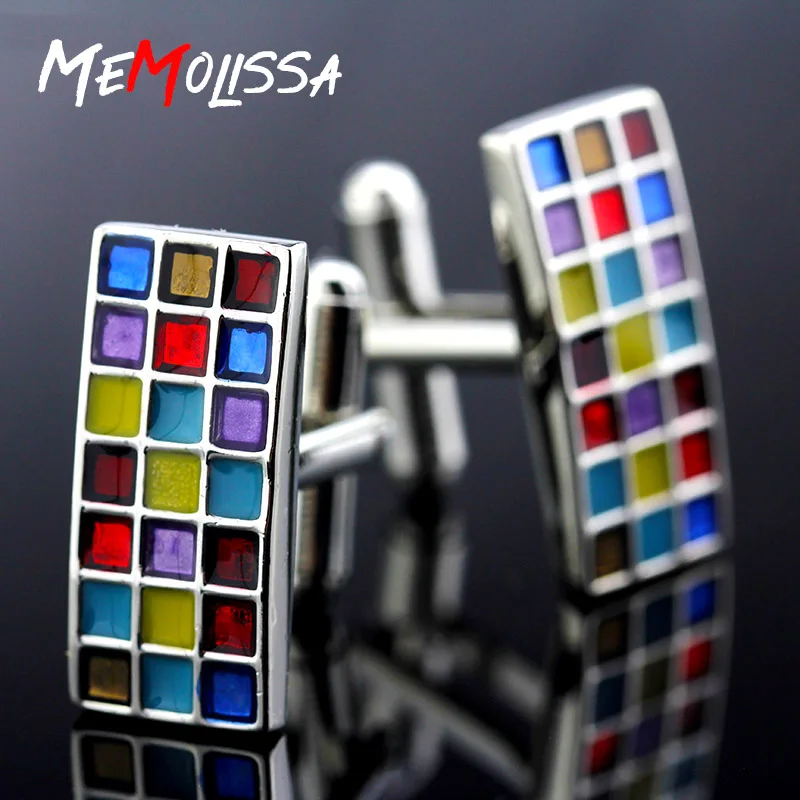 

MeMolissa 3 Pairs Wedding Cufflinks Luxury Colorful Enamel Shirt Cuff links for mens Brand cuff buttons High Quality abotoaduras