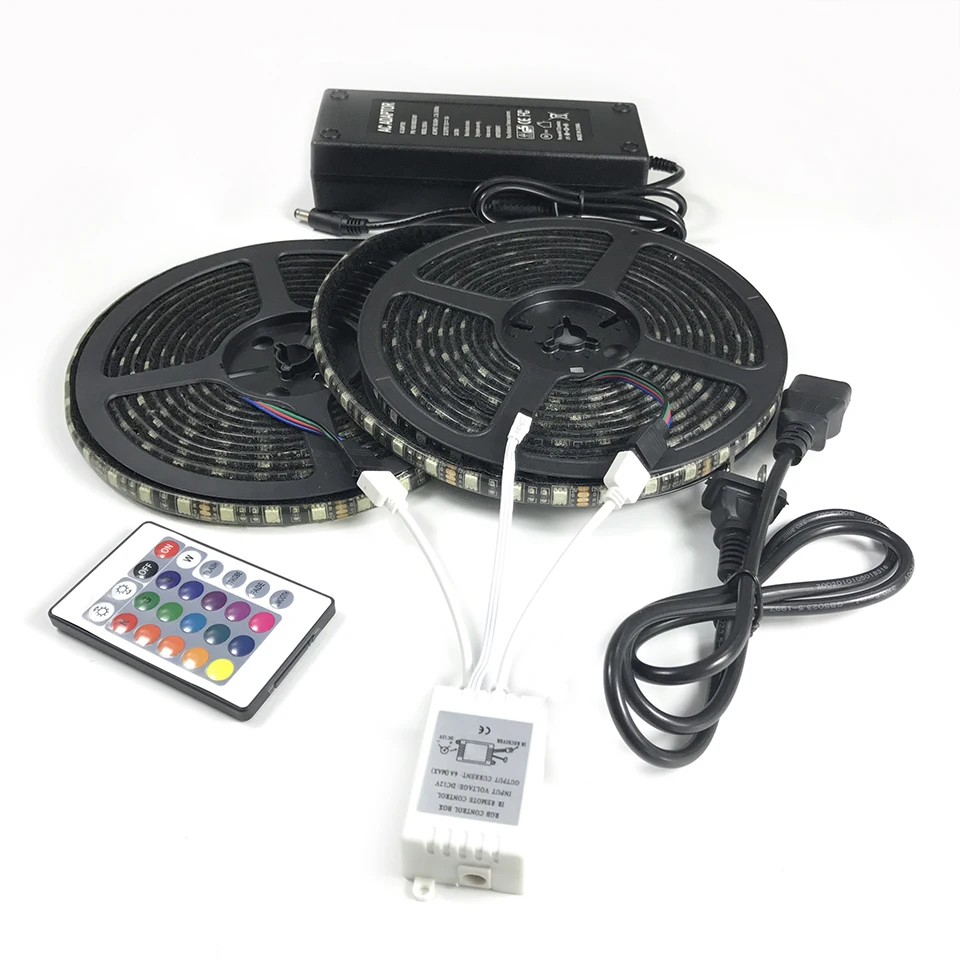 12 В SMD 5050 RGB нейлоновая с 5A/10A питания 24/44Key ИК пульт 300/600 светодиоды крюк и петля