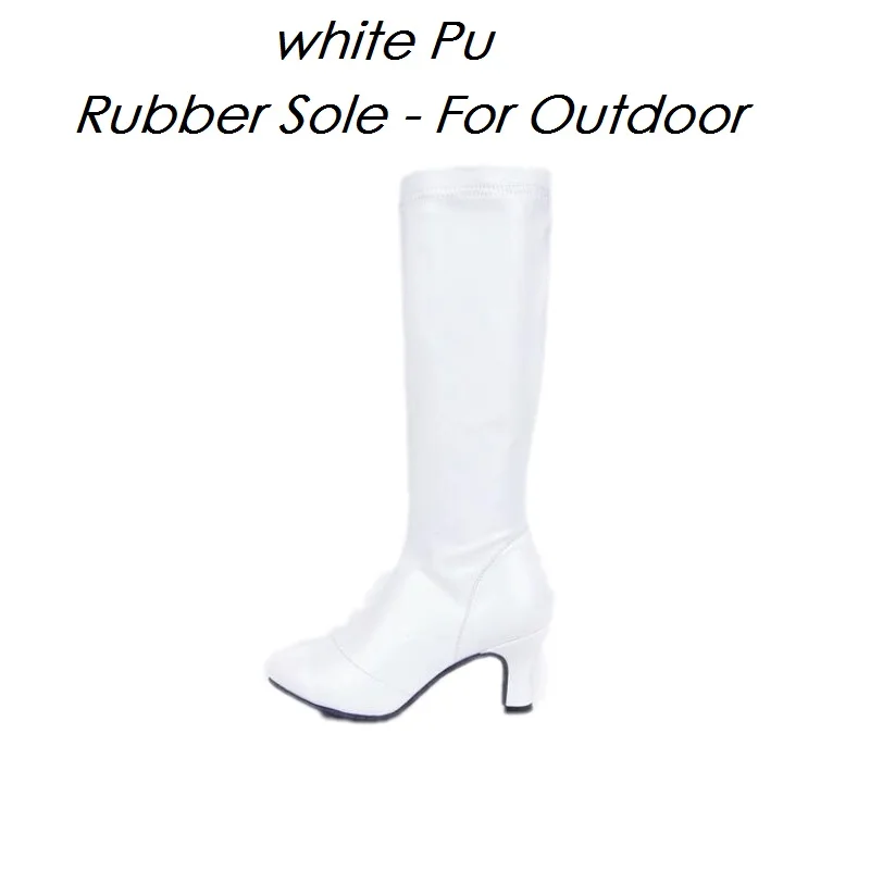 White PU For Outdoor Fan wu fang/Новинка года; сапоги для латинских танцев из PU искусственной кожи и плюша; осенне-зимние женские сапоги для танцев на высоком каблуке с резиновой/меховой подошвой; 868 - Цвет: White PU For Outdoor