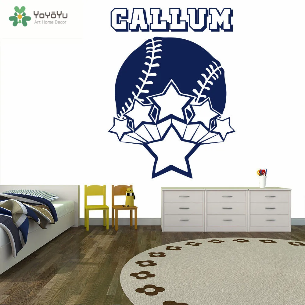 

YOYOYU Wall Decal Vinyl Art Room Decoration Personalised Name Wall Sticker Baseball Wall Decal Boys Bedroom Removeable YO509