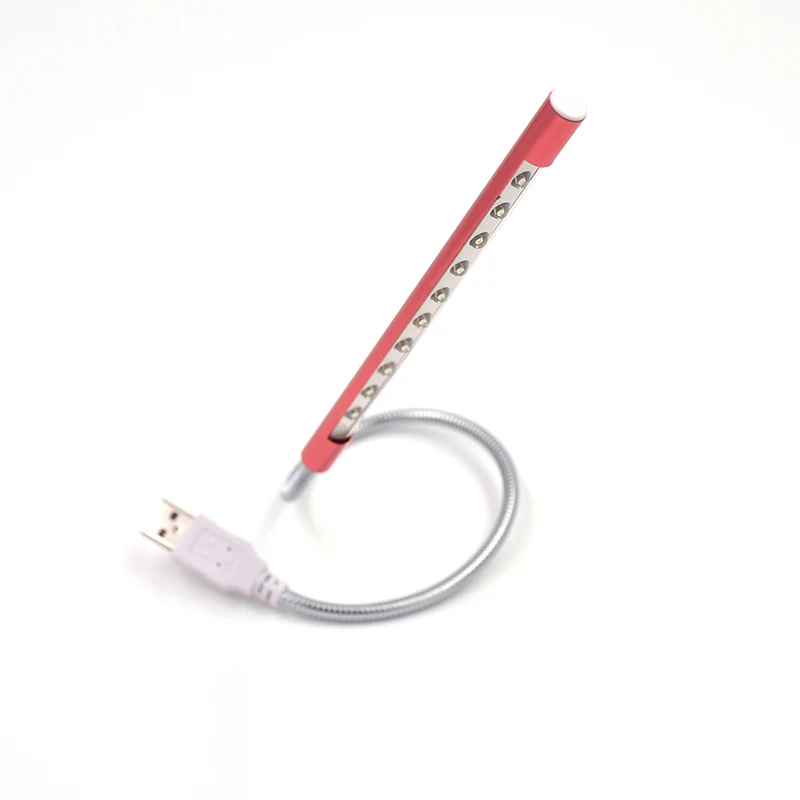 red Anpro 1 шт. гибкий ультра яркий мини 10 светодиодный USB ночник настольная книга для чтения светодиодный светильник компьютерная лампа для клавиатуры для ПК ноутбука - Испускаемый цвет: red