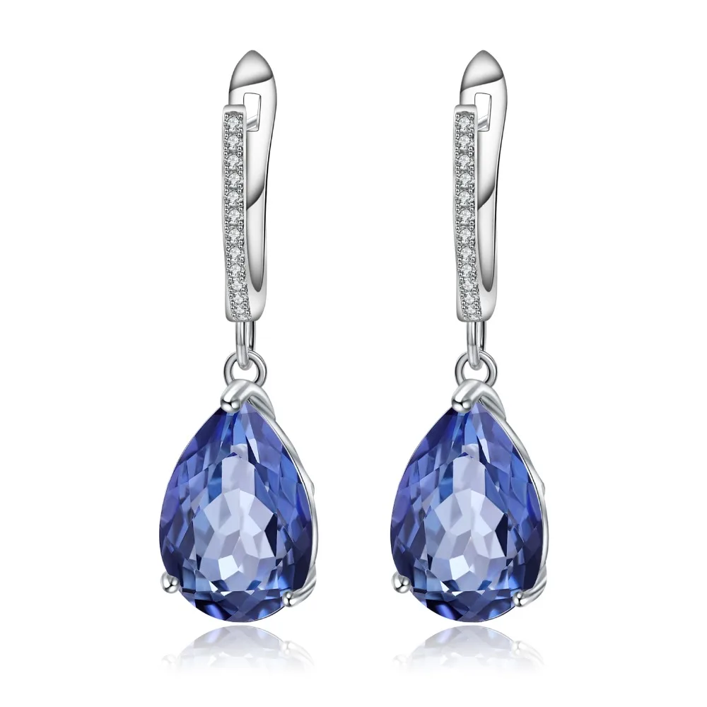 GEM'S балетные 925 пробы серебряные серьги капли воды для женщин 10.44Ct натуральный иолит синий мистический кварцевый камень ювелирные украшения