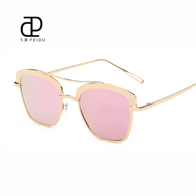 Brabie Pink lens FEIDU Солнцезащитные очки "кошачий глаз", высокое качество, темные очки Tom Для женщин Брендовая дизайнерская обувь модных Ford глаз очки солнцезащитные очки мета-oculosl Withbox - Цвет линз: Brabie Pink lens