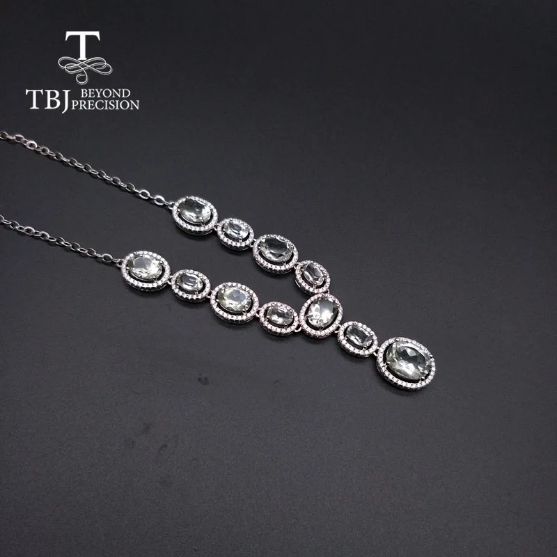 TBJ, зеленое аметистовое ожерелье, ожерелье из Празиолита, натуральный драгоценный камень, серебро 925 пробы, элегантный дизайн, хорошее ювелирное изделие для женщин, подарок
