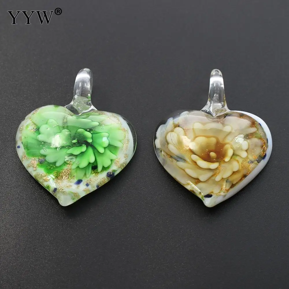 12pcs/Lot Charming Noctilucent Heart Lampwork Glass Pendants For Women 2019 Fashion Flower Charms Necklace Earrings | Украшения и