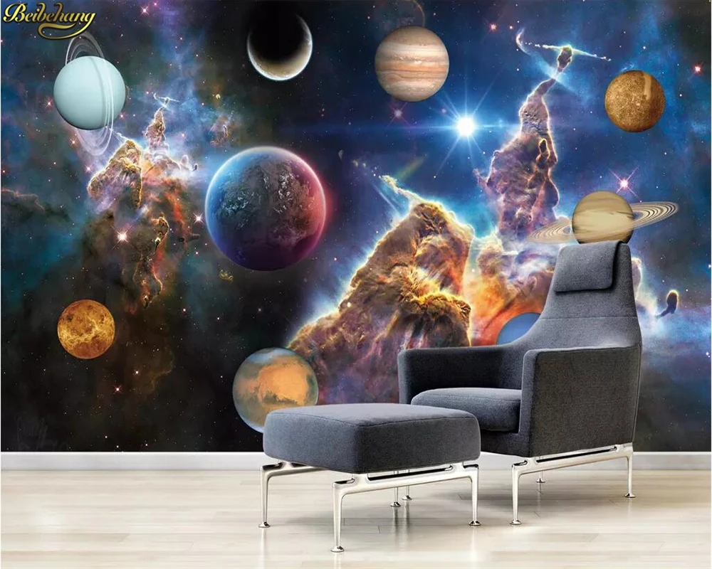 3d обои beibehang на заказ фрески красивая огромная Вселенная галактика восемь планет