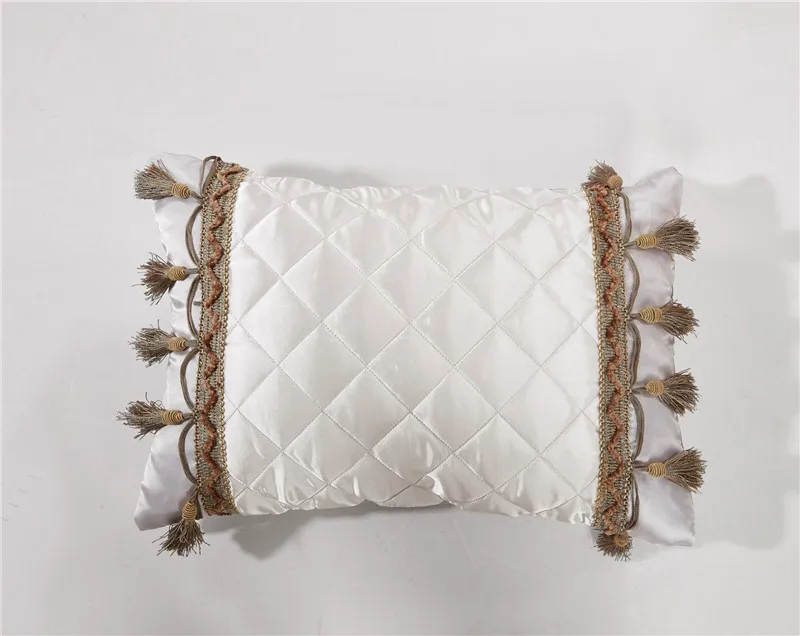 Хлопок шелк queen/King size Белый Бежевый Роскошный Королевский Комплект постельного белья пододеяльник хлопок постельное белье 11 шт. декоративная подушка