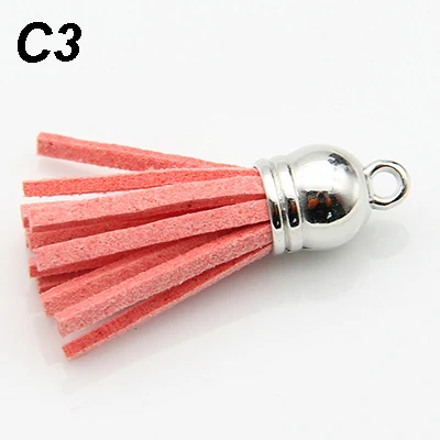 Color 3 as photo 35 мм Серебряные CCB кепки кисточкой Винтаж искусственная кожа кисточки для DIY ювелирных изделий бахрома брелок Мобильный телефон ремни кулон 10 шт - Цвет: Color 3 as photo