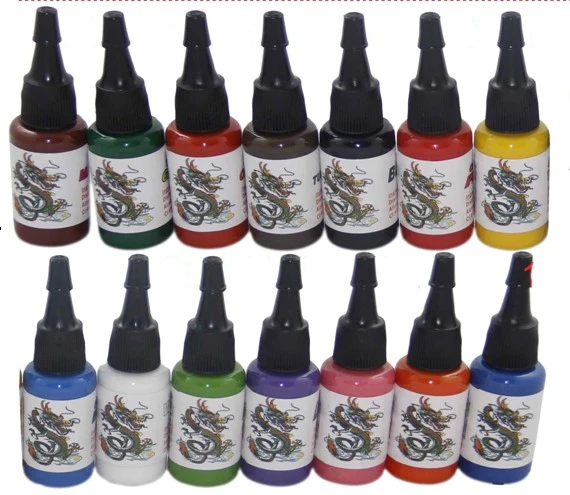 

14pcs tattoo ink kit pigments permanent makeup 15ml/bottle cosmetic manual body painting supply