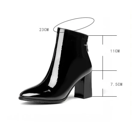 

Olomm New Winter Women Ankle Boots High Quality Cow Leather Square Heel Boots Pointed Toe Black White Shoes Women US Size 3-13