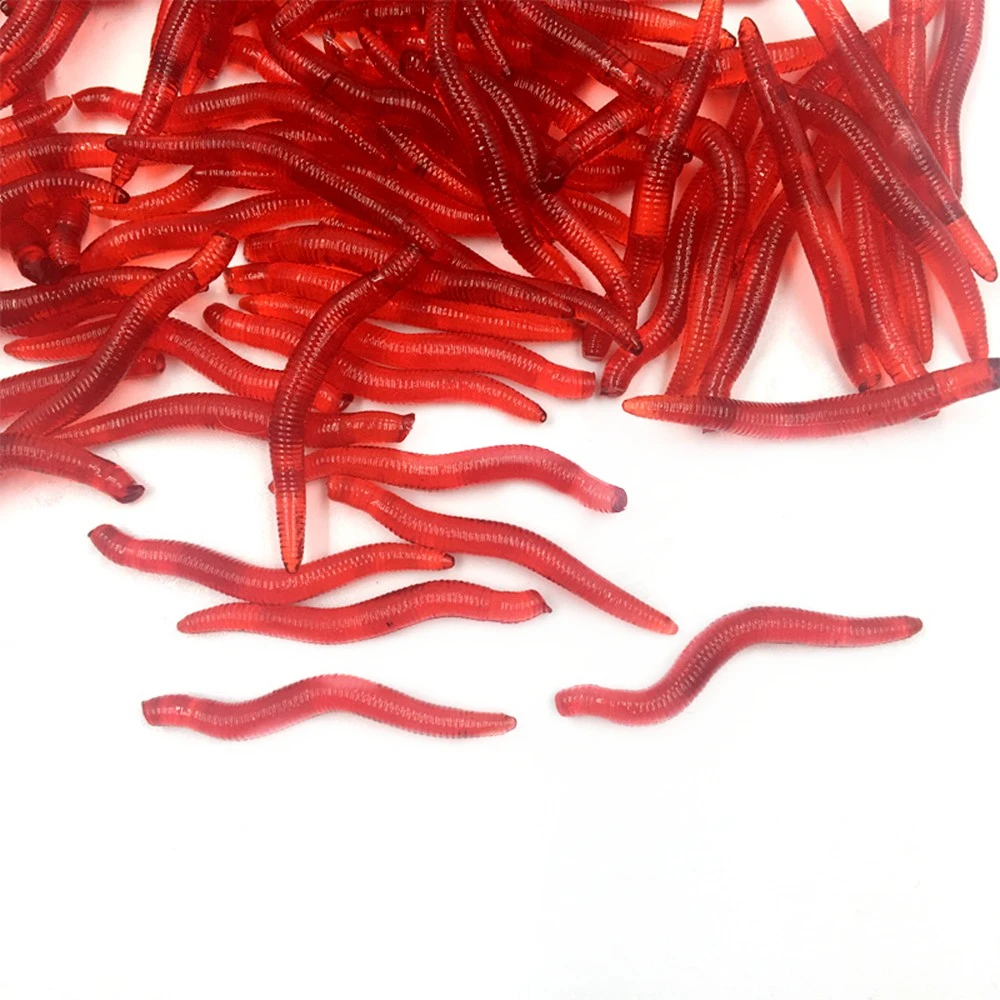 

20pcs/lot 35mm Soft Lure Fishing Simulation Earthworm red Worms Artificial Fishing Lure Fishy Smell Lures Carp Fishing Tackle