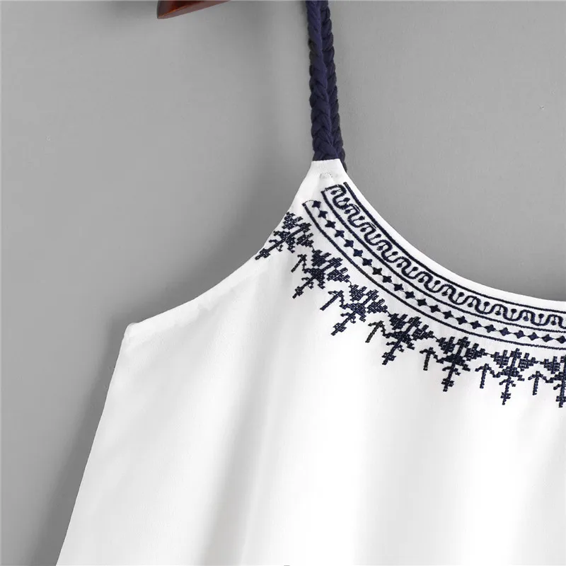 Женский топ без рукавов шифоновый с вышивкой jun1318 | Женская одежда