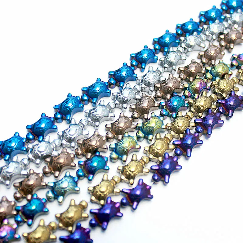 

1 Strand/Lot Gold/Rainbow/Silver Color Coated Tortoise Hematite Loose Beads For Jewelry Making Bracelet Necklace RHLB1050